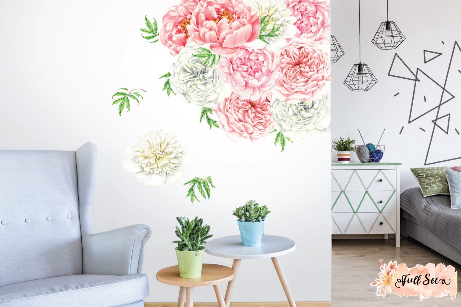 Peony & Rose Blush Wall Decals - Removable Wallpapers, Wall Stickers ...