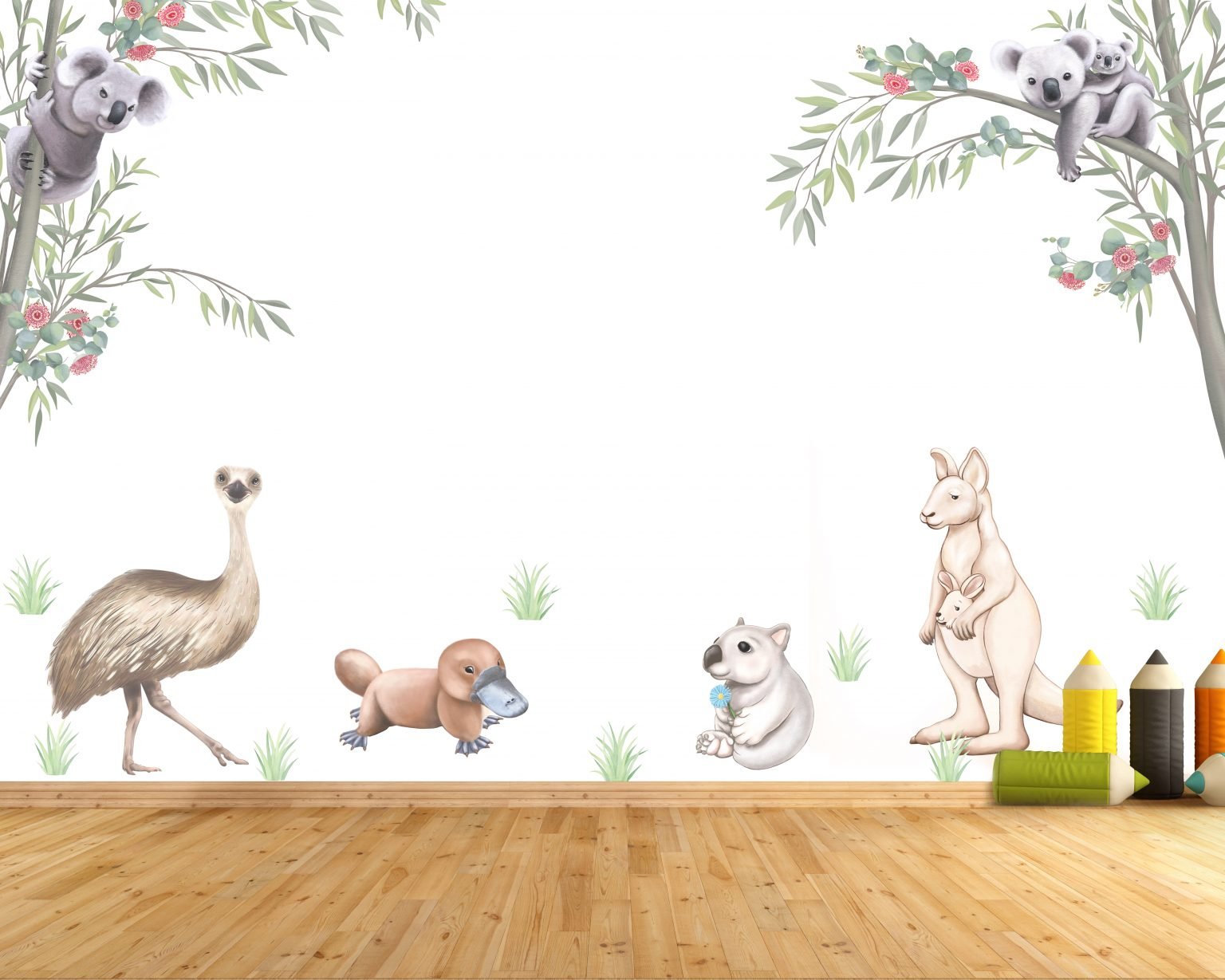 Australian Native Animal Wall decal Set Removable Wallpapers, Wall