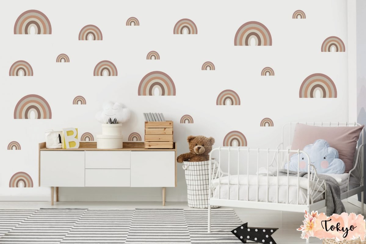 Vintage Rainbow Wall Decal Set Removable Wallpapers, Wall Stickers